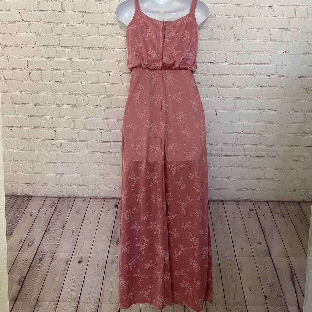 Vintage 1970's Lorrie Deb Union Label Pink Long Floral Zip Formal Dress - 7/8 - Picture 4 of 12